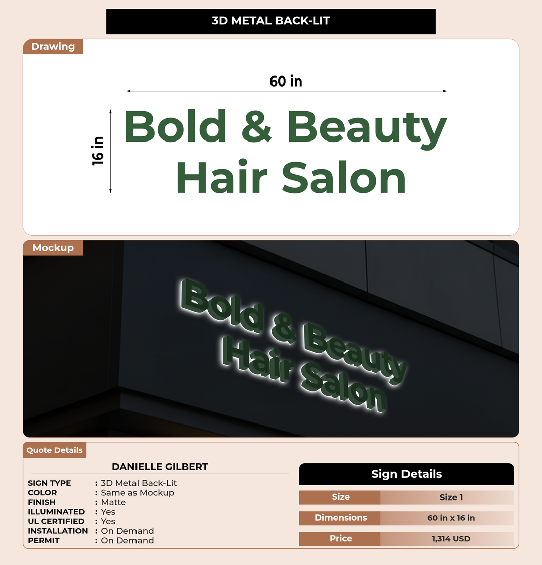 CUSTOM MOCKUP SIGN FOR Danielle Gilbert