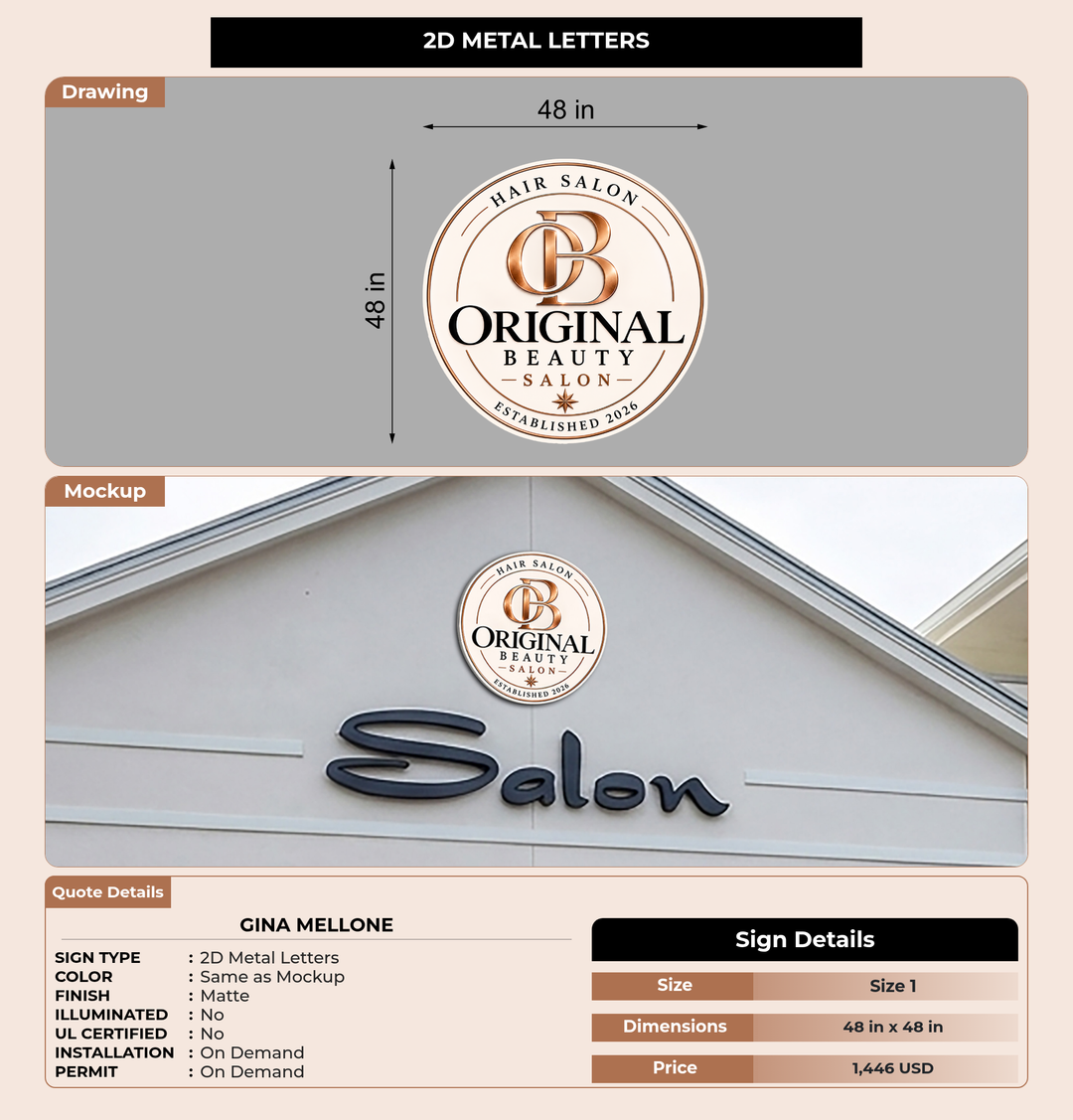 CUSTOM MOCKUP SIGN FOR Gina mellone