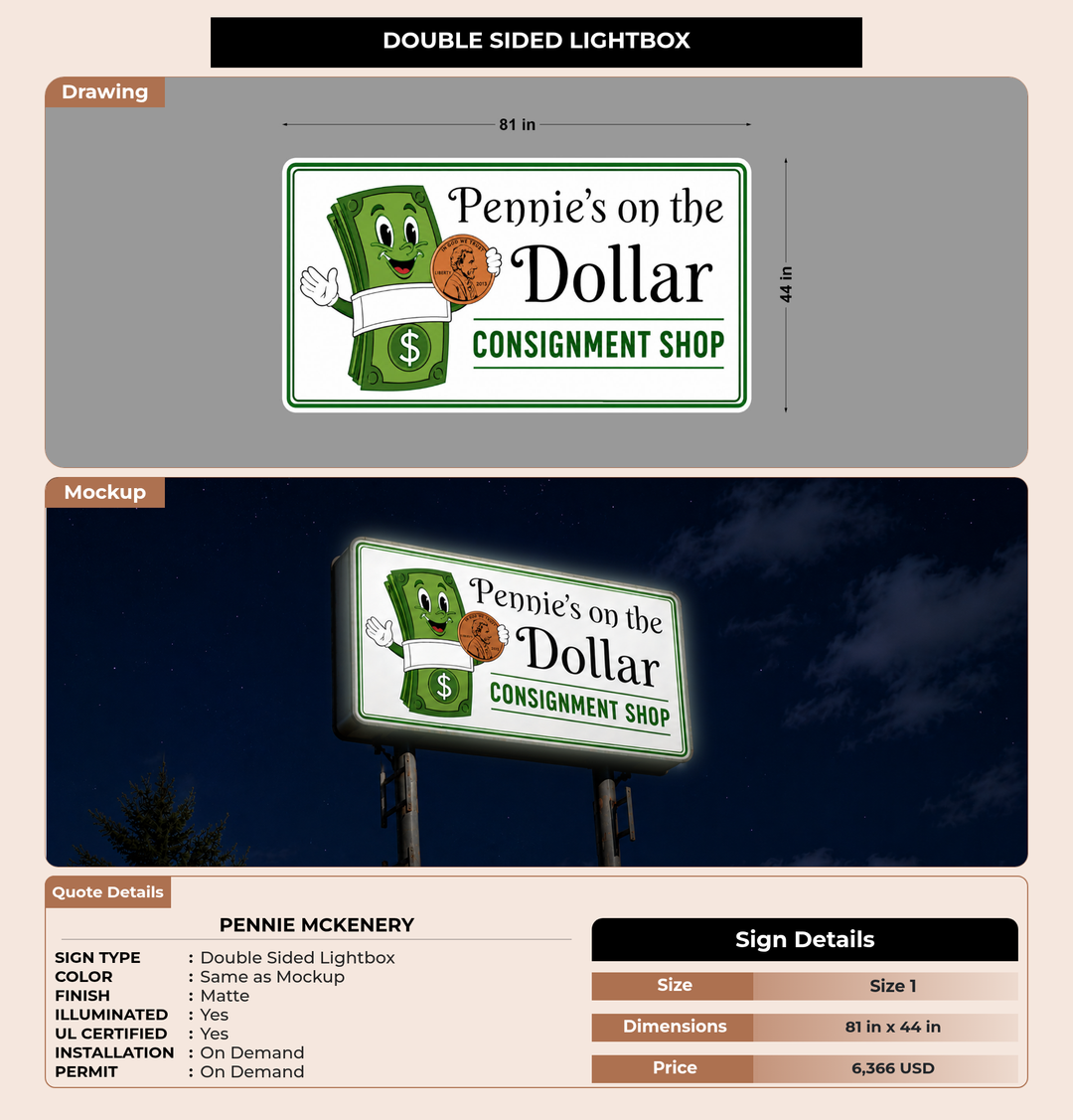 CUSTOM MOCKUP SIGN FOR Pennie McKenery