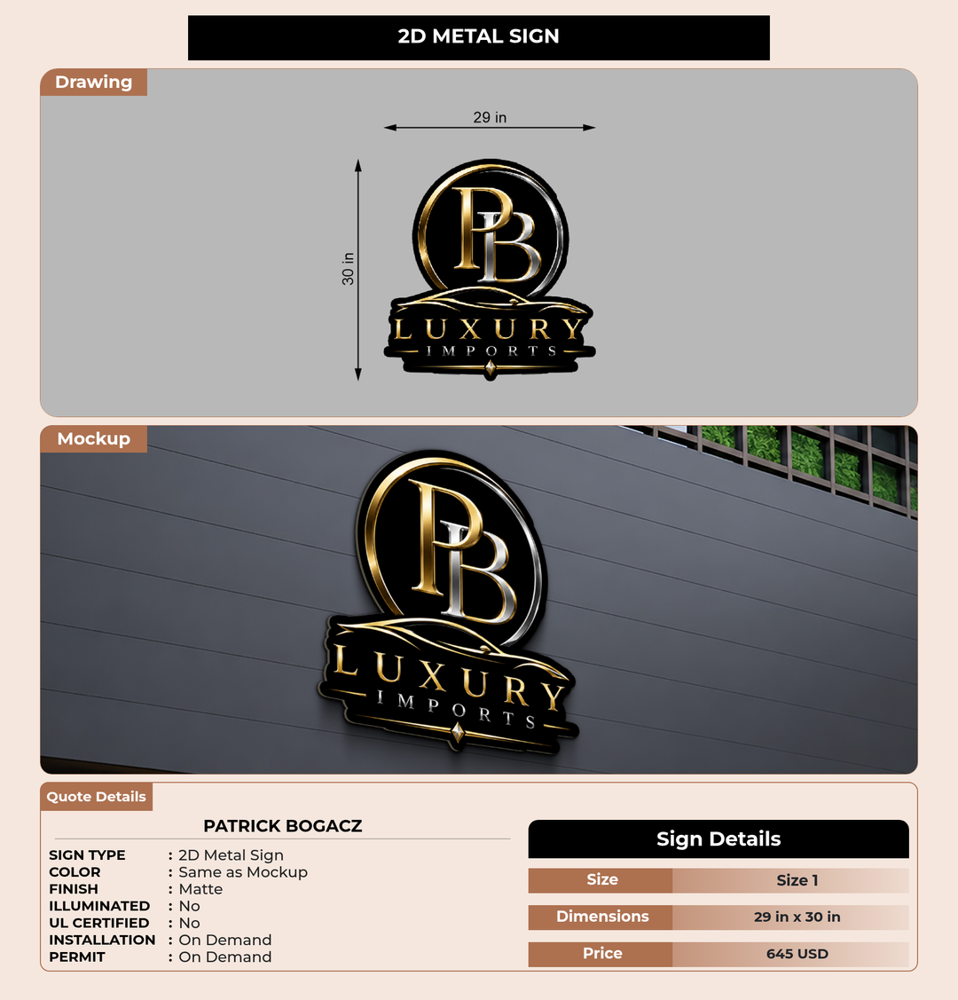 CUSTOM MOCKUP SIGN FOR Patrick bogacz