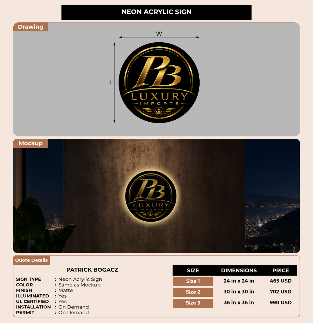 CUSTOM MOCKUP SIGN FOR Patrick bogacz