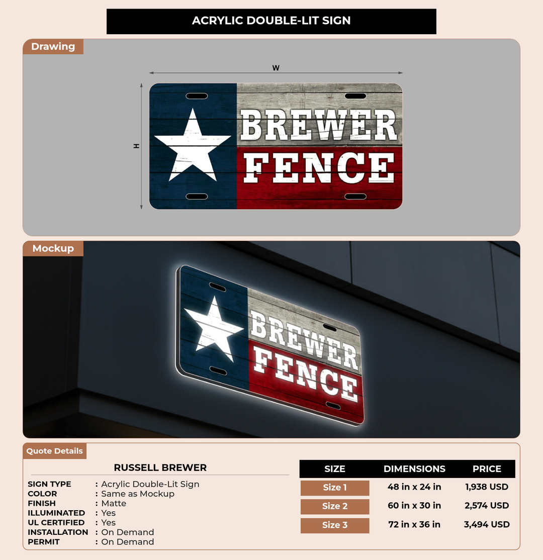 CUSTOM MOCKUP SIGN FOR Russell Brewer