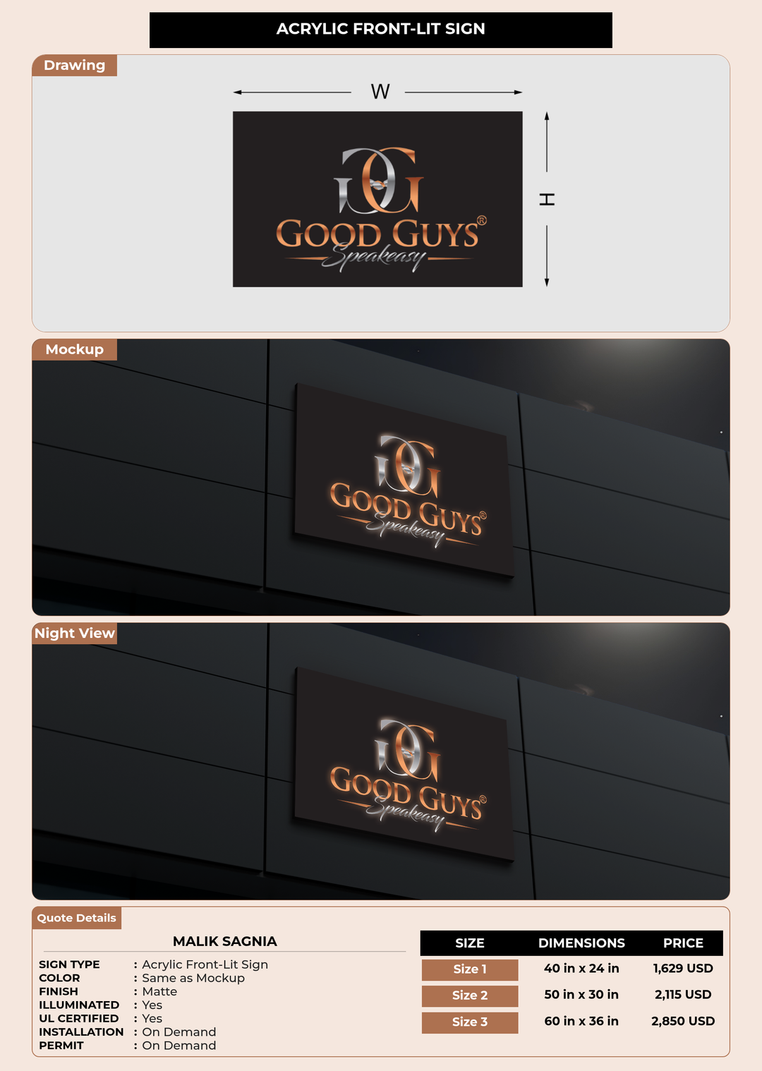 CUSTOM MOCKUP SIGN FOR Malik Sagnia