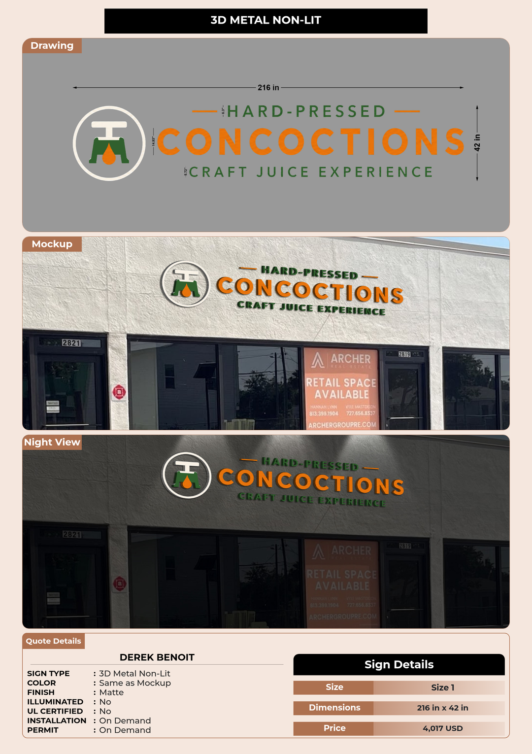 CUSTOM MOCKUP SIGN FOR Derek benoit