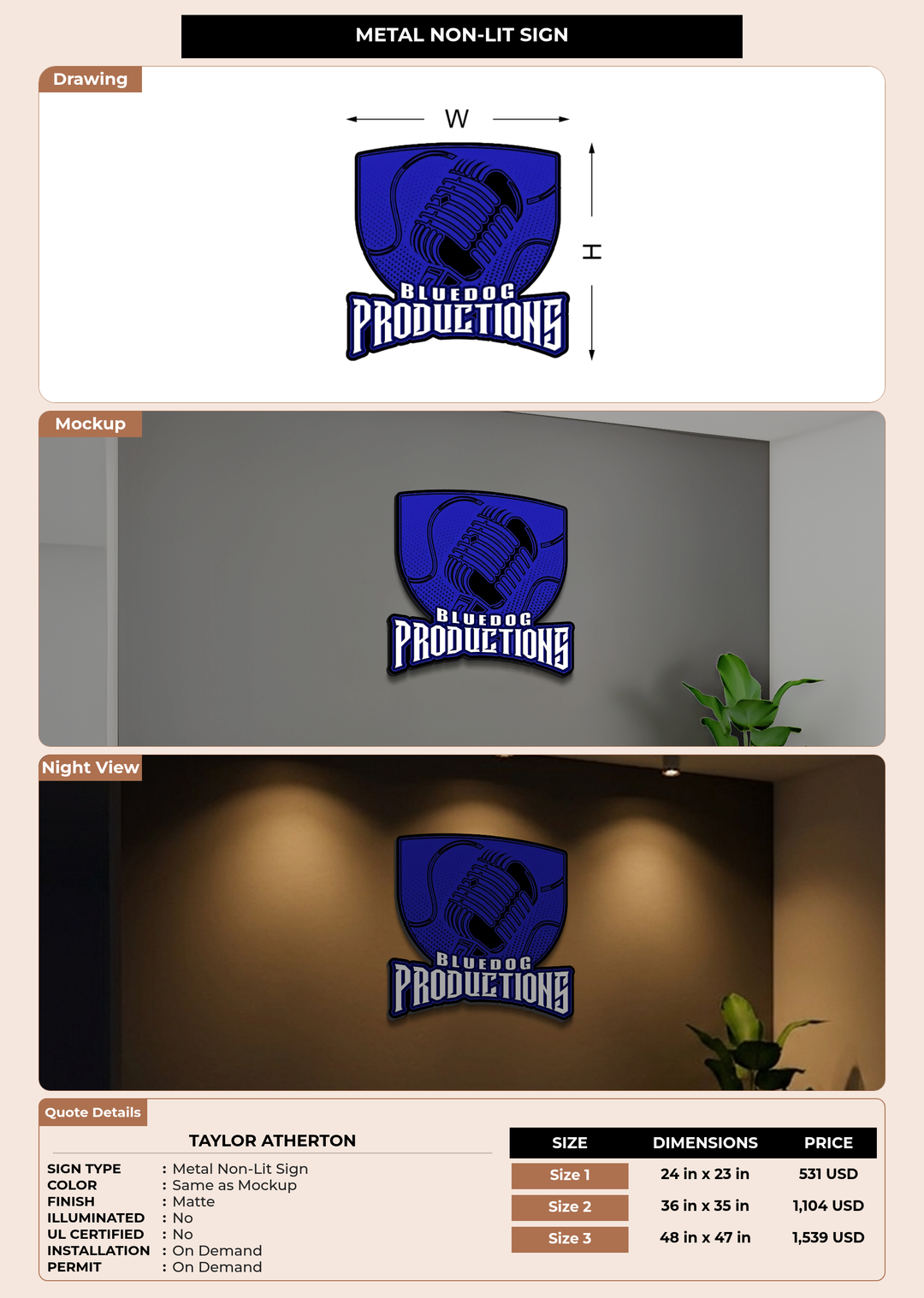 CUSTOM MOCKUP SIGN FOR Taylor Atherton