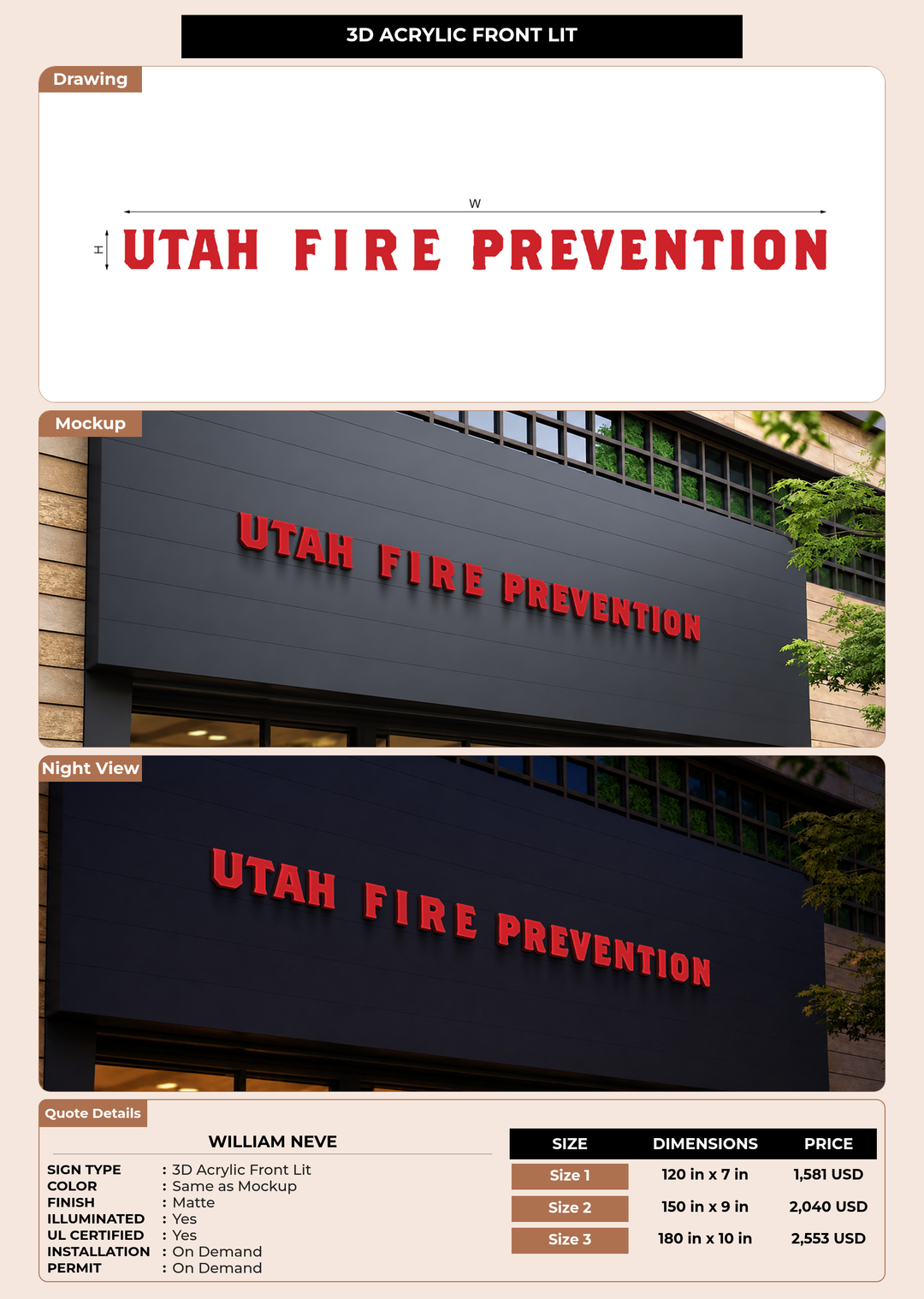CUSTOM MOCKUP SIGN FOR William Neve