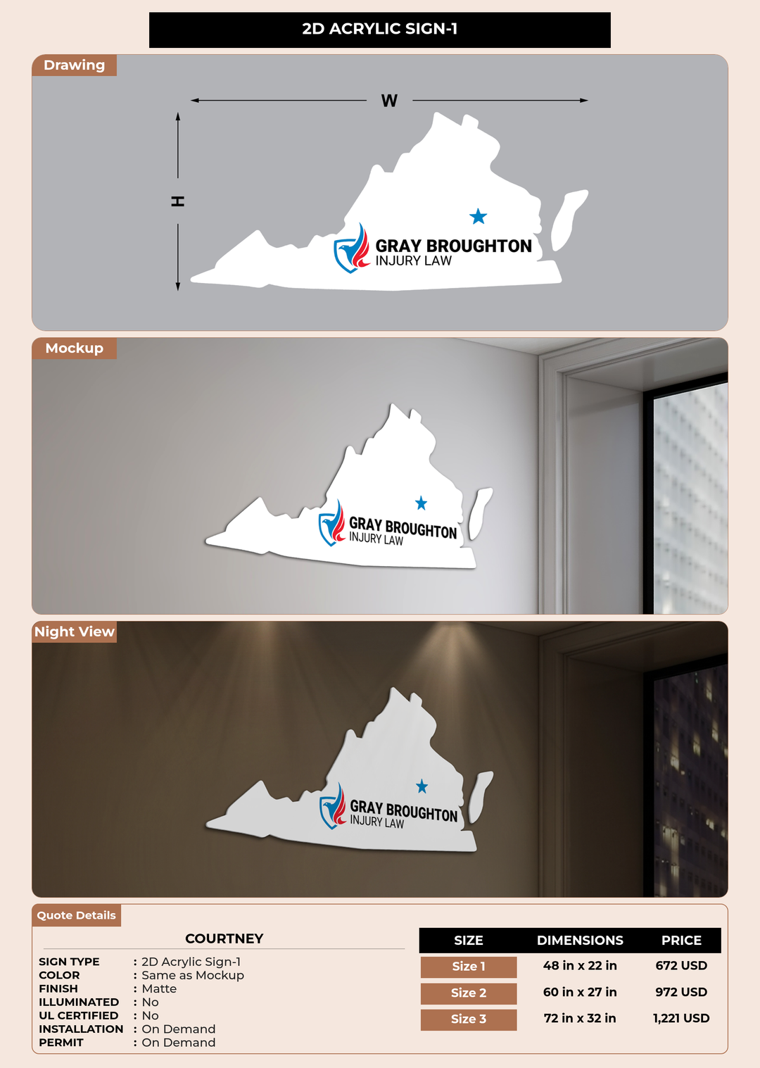 CUSTOM MOCKUP SIGN FOR Courtney