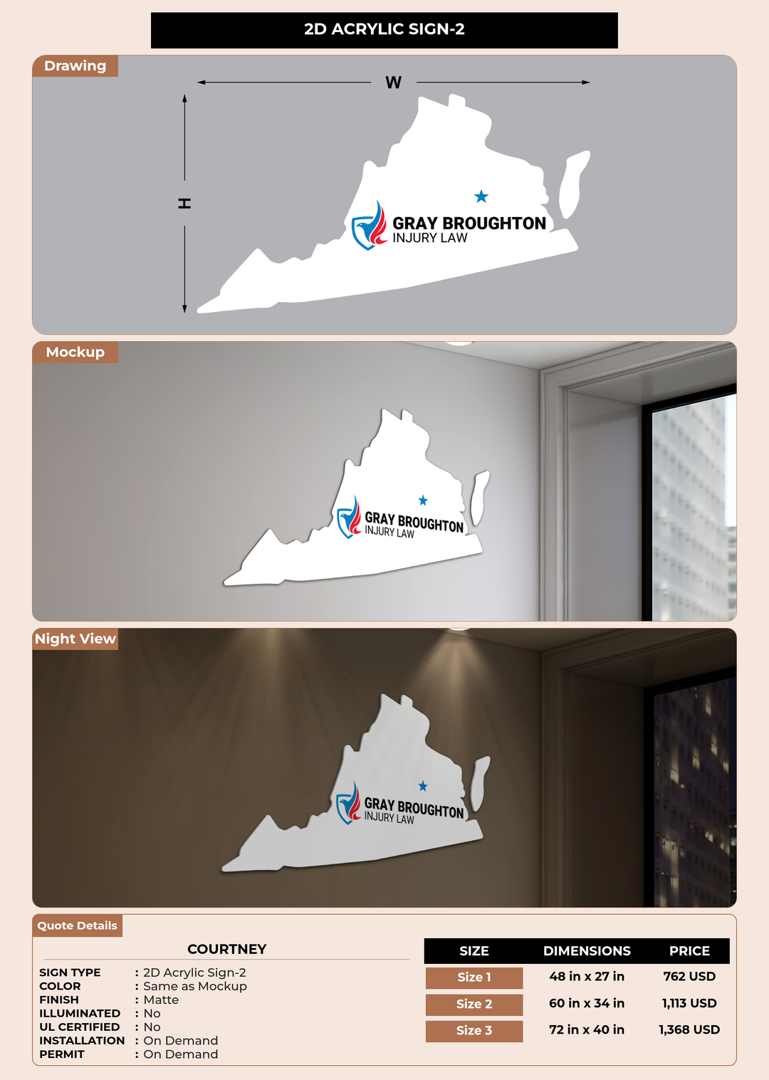 CUSTOM MOCKUP SIGN FOR Courtney