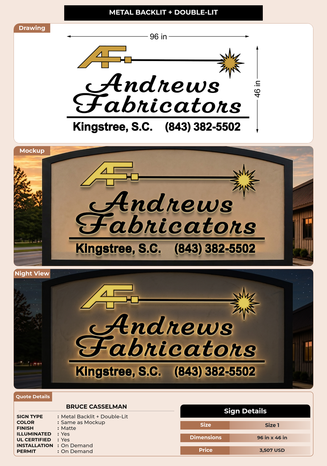 CUSTOM MOCKUP SIGN FOR Bruce Casselman