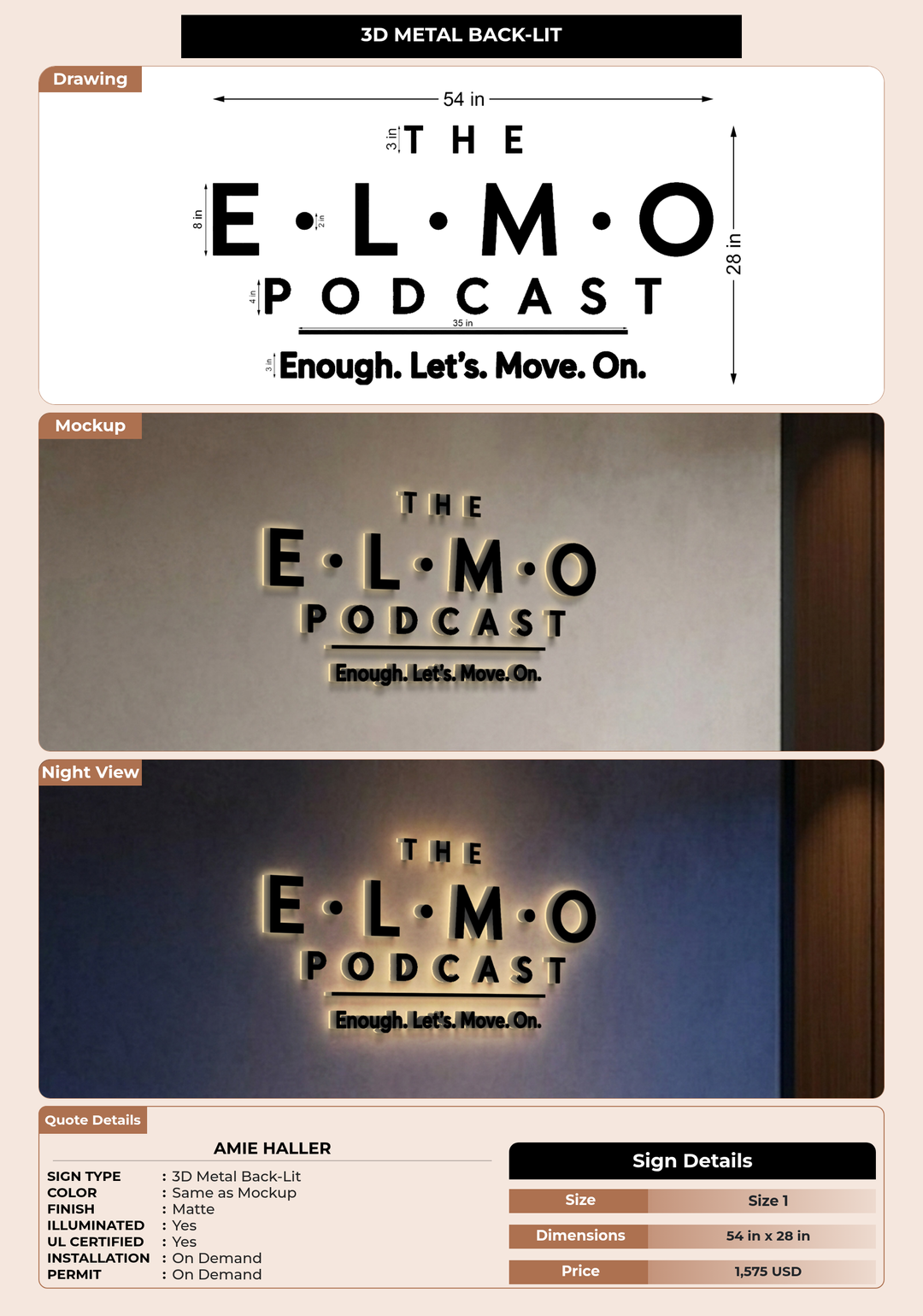 CUSTOM MOCKUP SIGN FOR Amie Haller