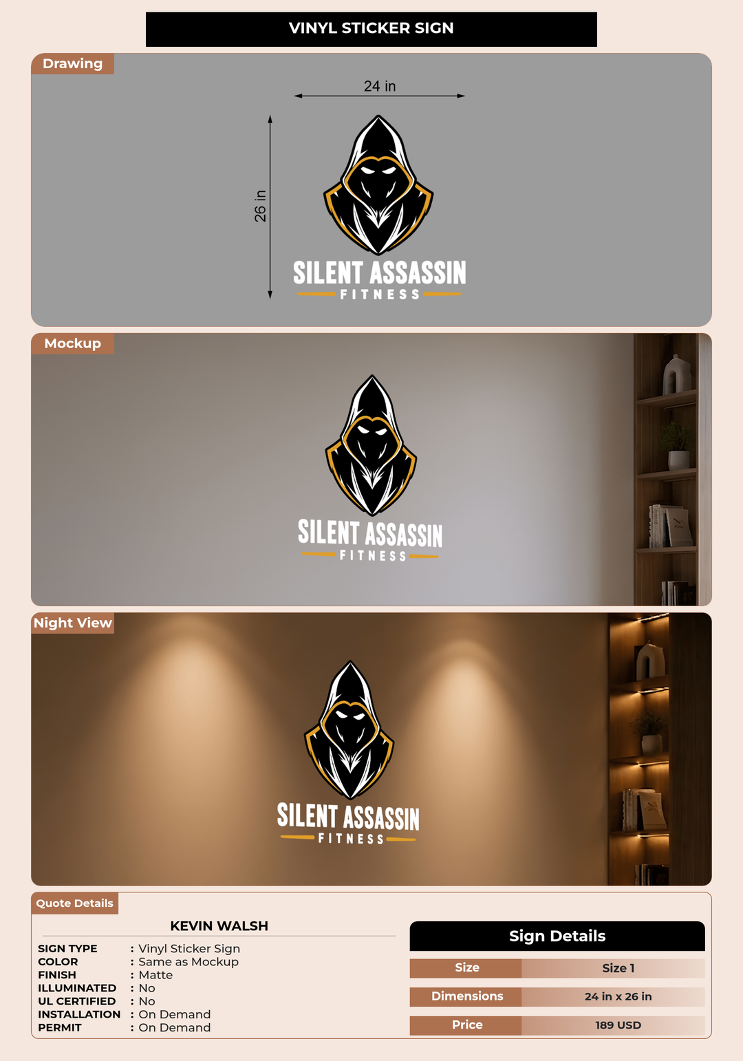CUSTOM MOCKUP SIGN FOR Kevin Walsh