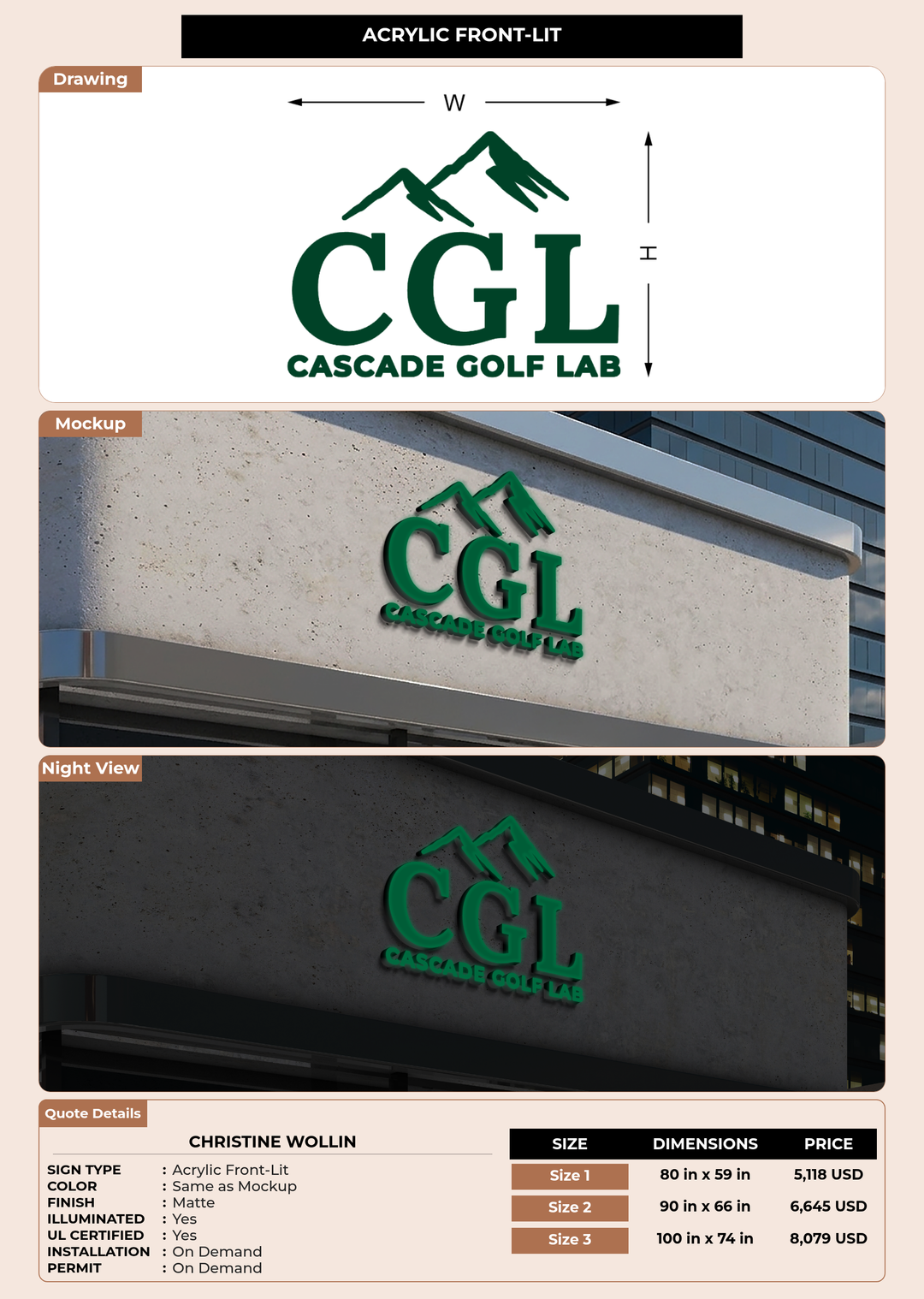 CUSTOM MOCKUP SIGN FOR Christine Wollin