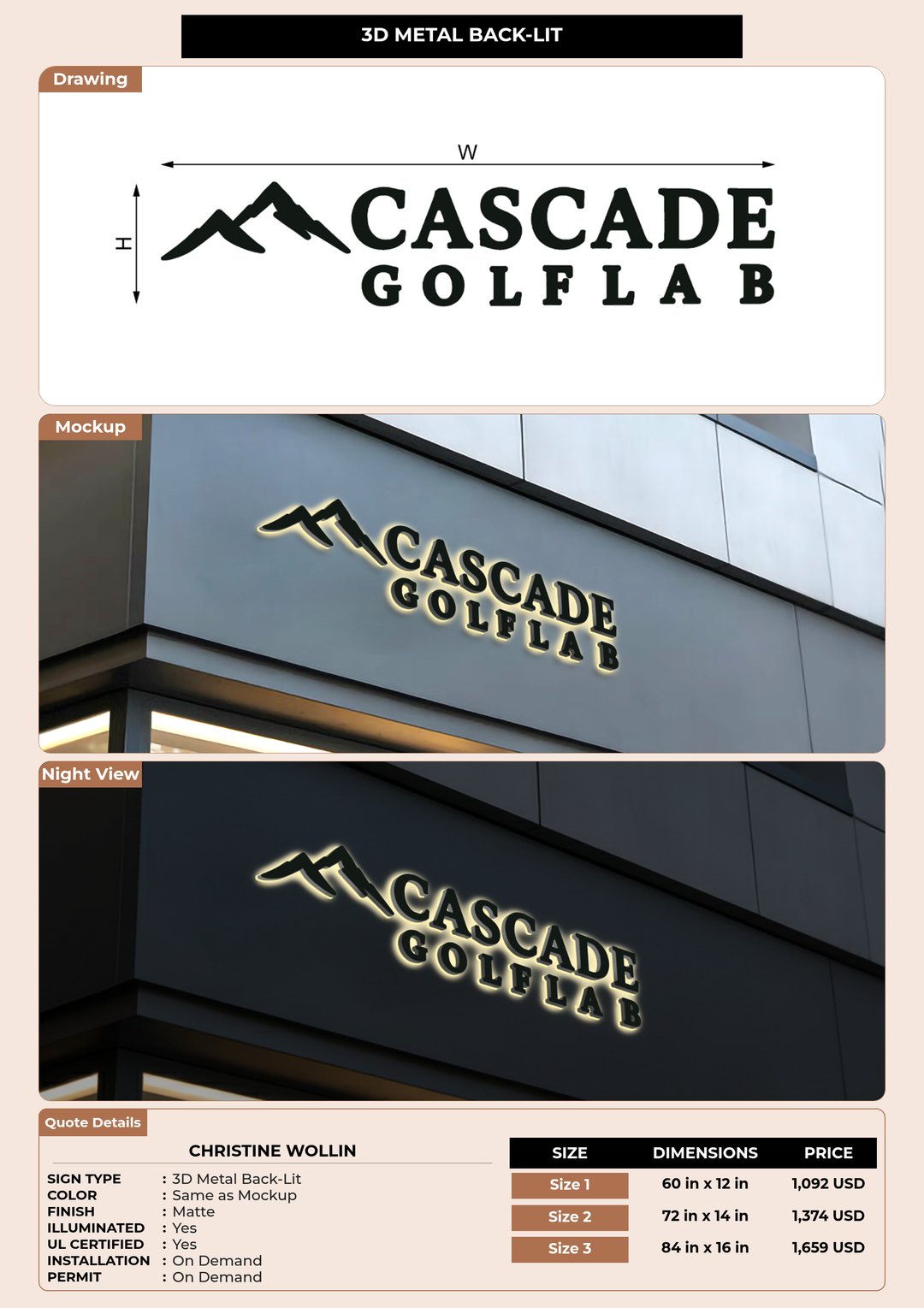 CUSTOM MOCKUP SIGN FOR Christine Wollin
