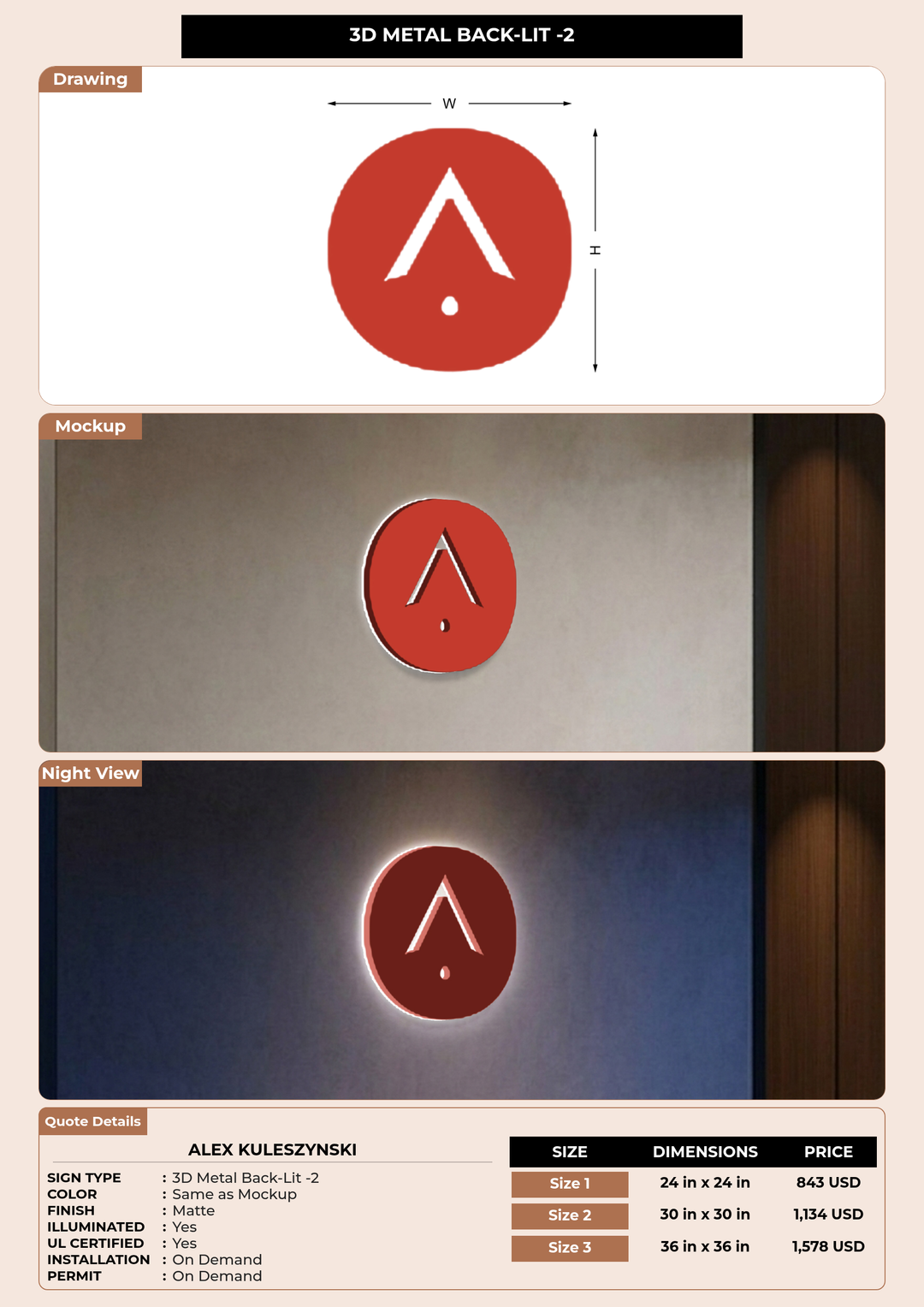 CUSTOM MOCKUP SIGN FOR Alex Kuleszynski