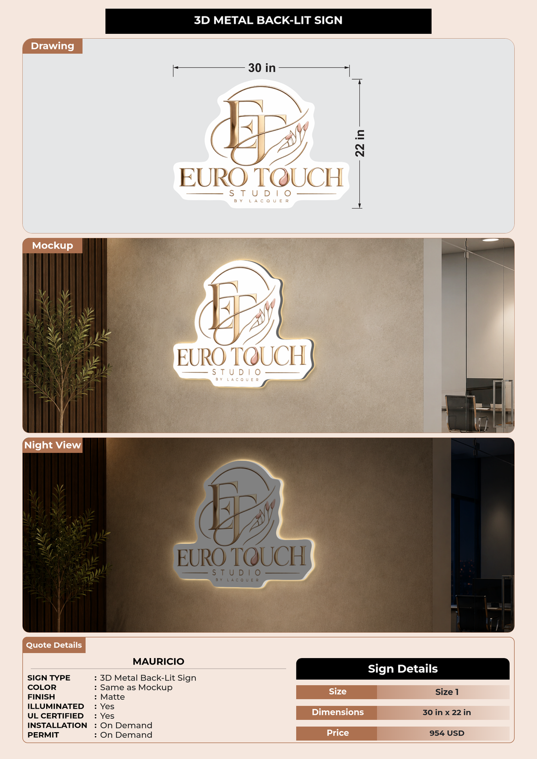 CUSTOM MOCKUP SIGN FOR Mauricio