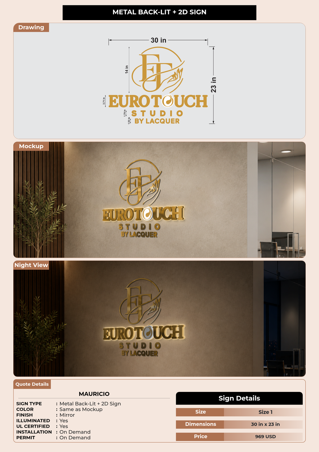 CUSTOM MOCKUP SIGN FOR Mauricio