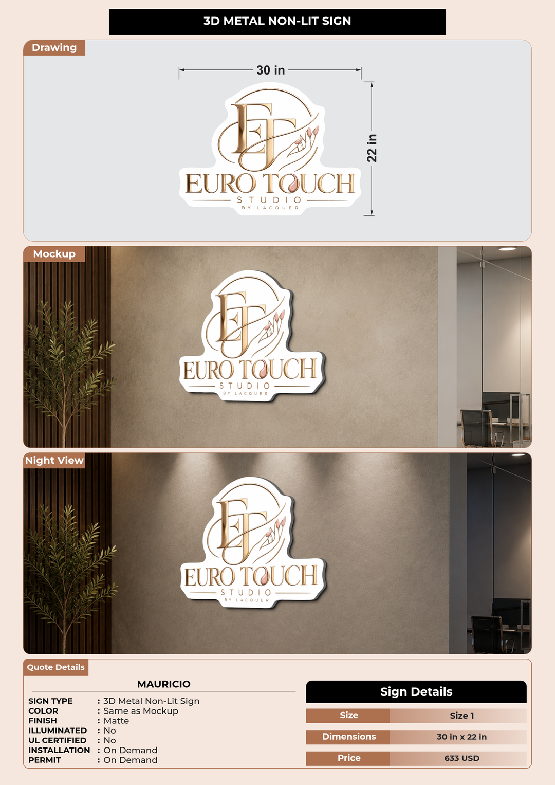 CUSTOM MOCKUP SIGN FOR Mauricio