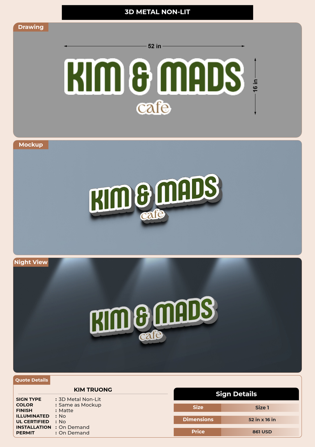 CUSTOM MOCKUP SIGN FOR Kim Truong
