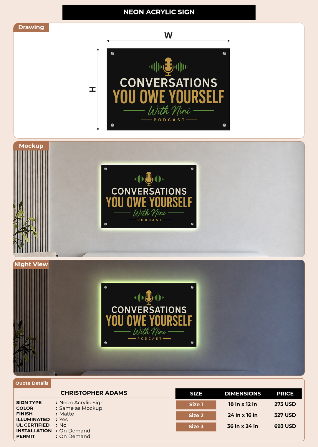 CUSTOM MOCKUP SIGN FOR Christopher adams