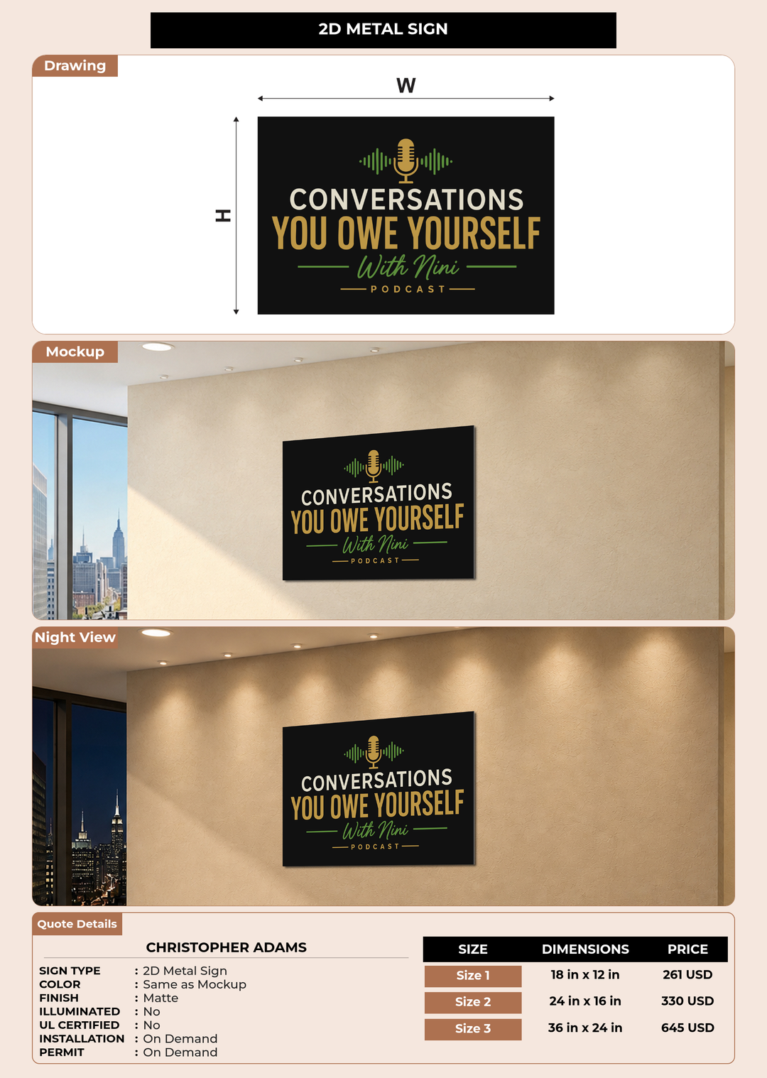 CUSTOM MOCKUP SIGN FOR Christopher adams