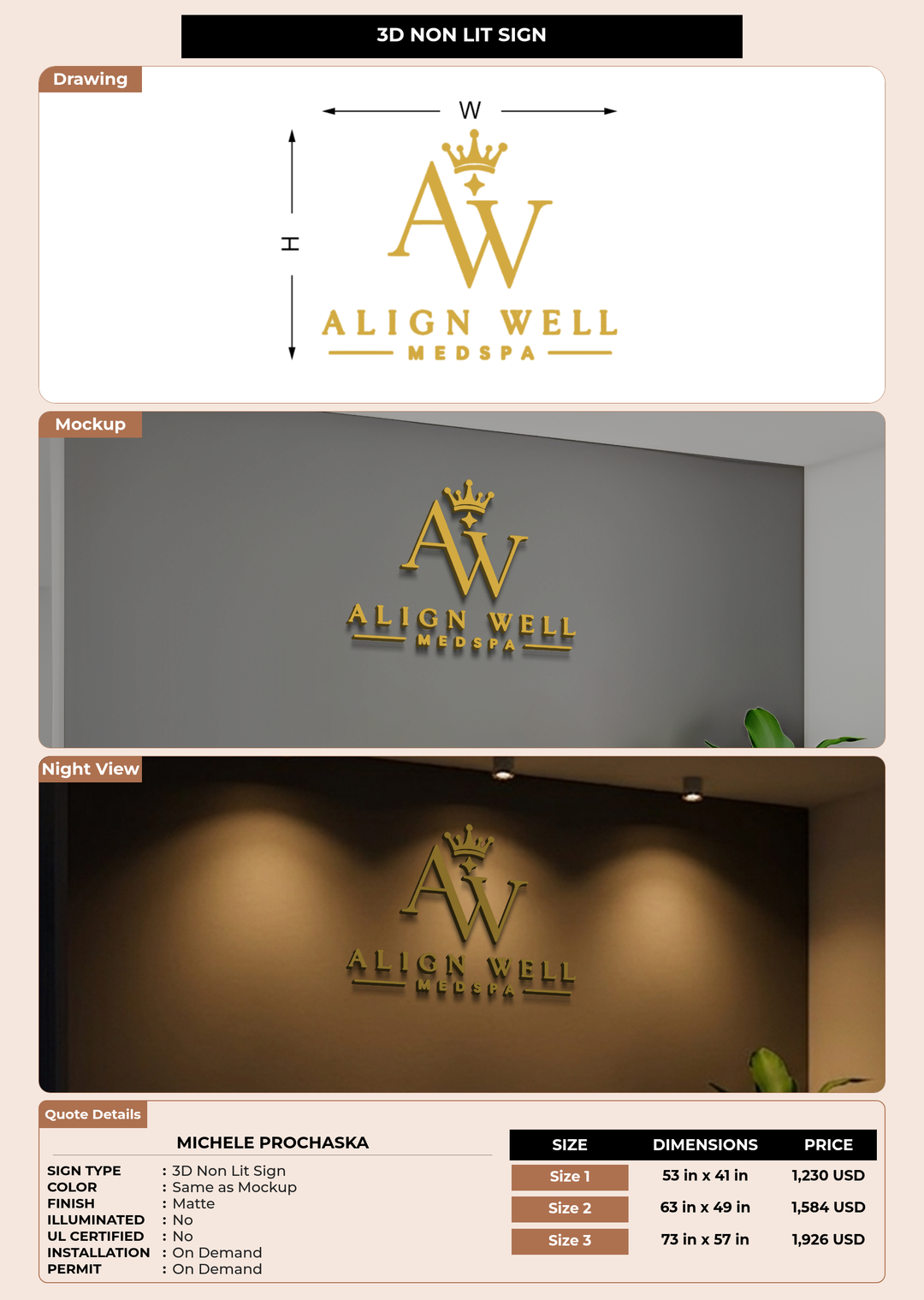 CUSTOM MOCKUP SIGN FOR Michele Prochaska