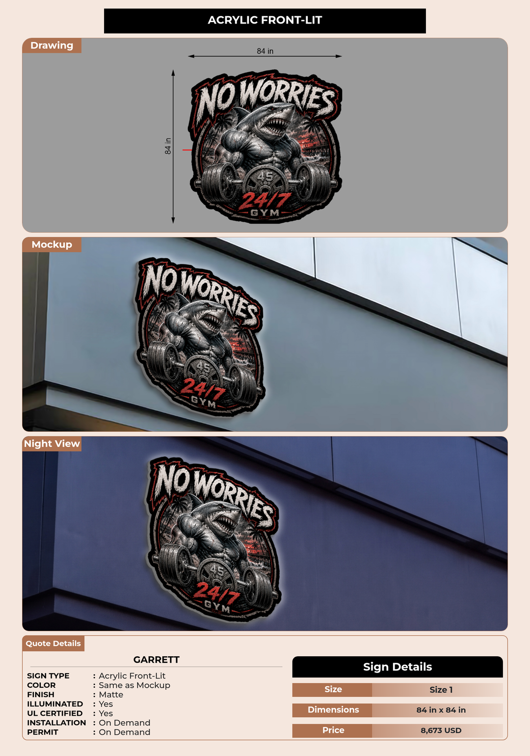 CUSTOM MOCKUP SIGN FOR Garrett