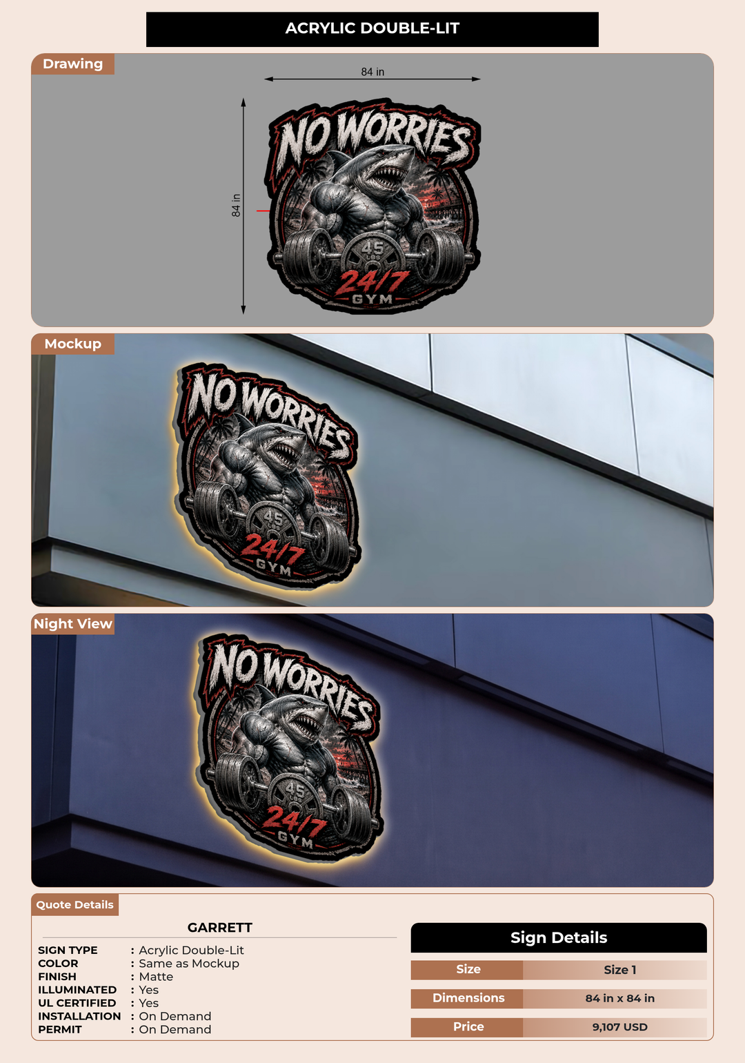 CUSTOM MOCKUP SIGN FOR Garrett