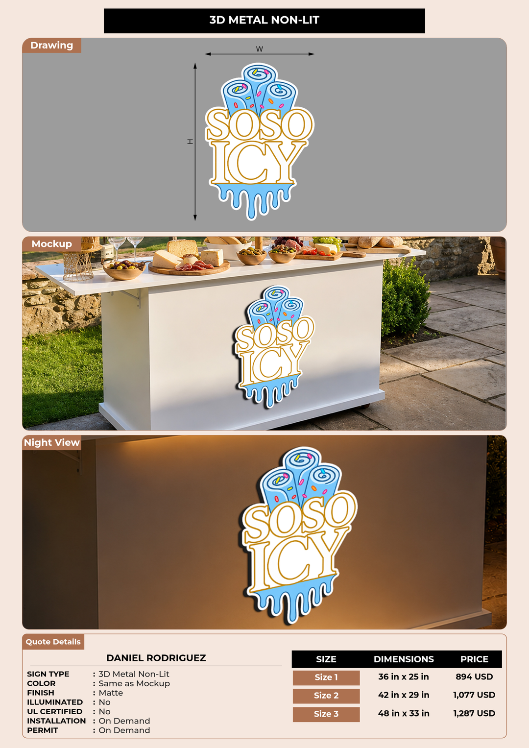 CUSTOM MOCKUP SIGN FOR Daniel Rodriguez