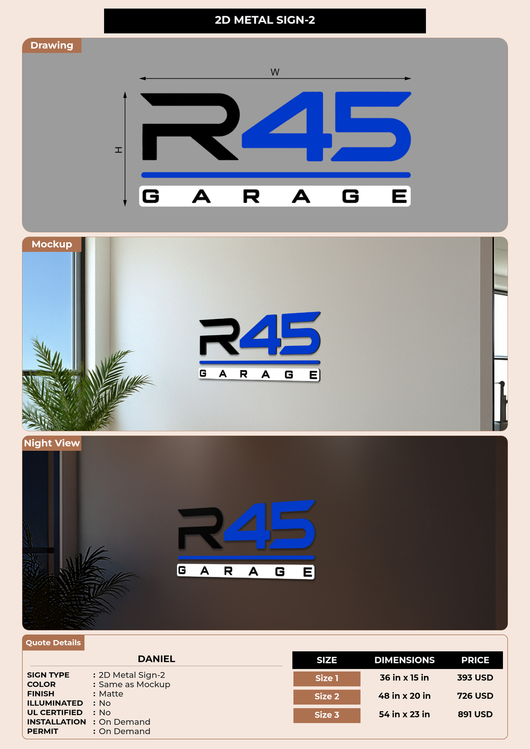 CUSTOM MOCKUP SIGN FOR Daniel