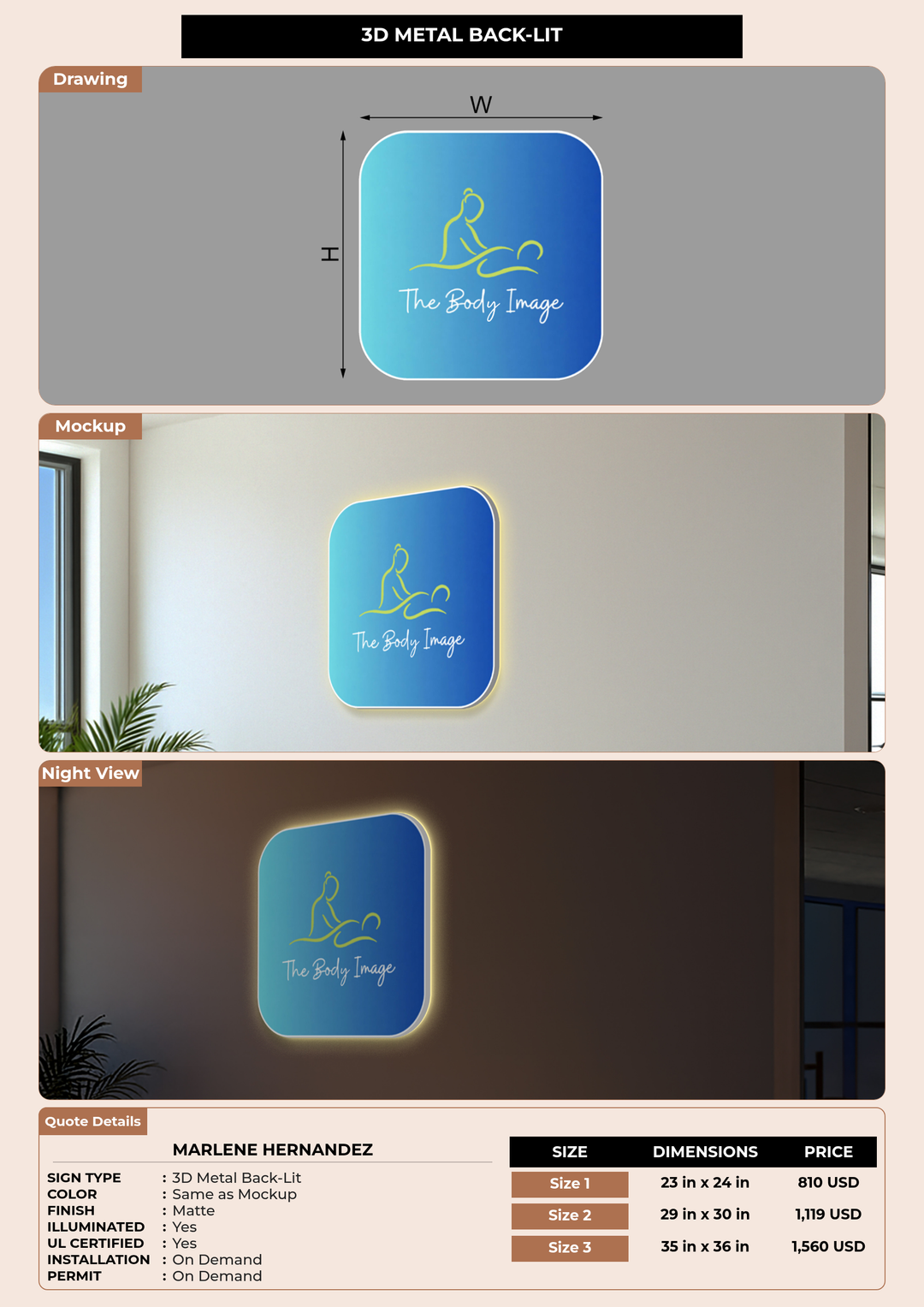 CUSTOM MOCKUP SIGN FOR Marlene Hernandez