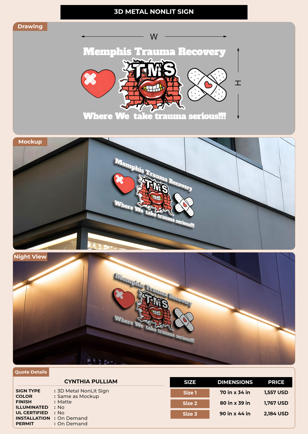 CUSTOM MOCKUP SIGN FOR Cynthia Pulliam