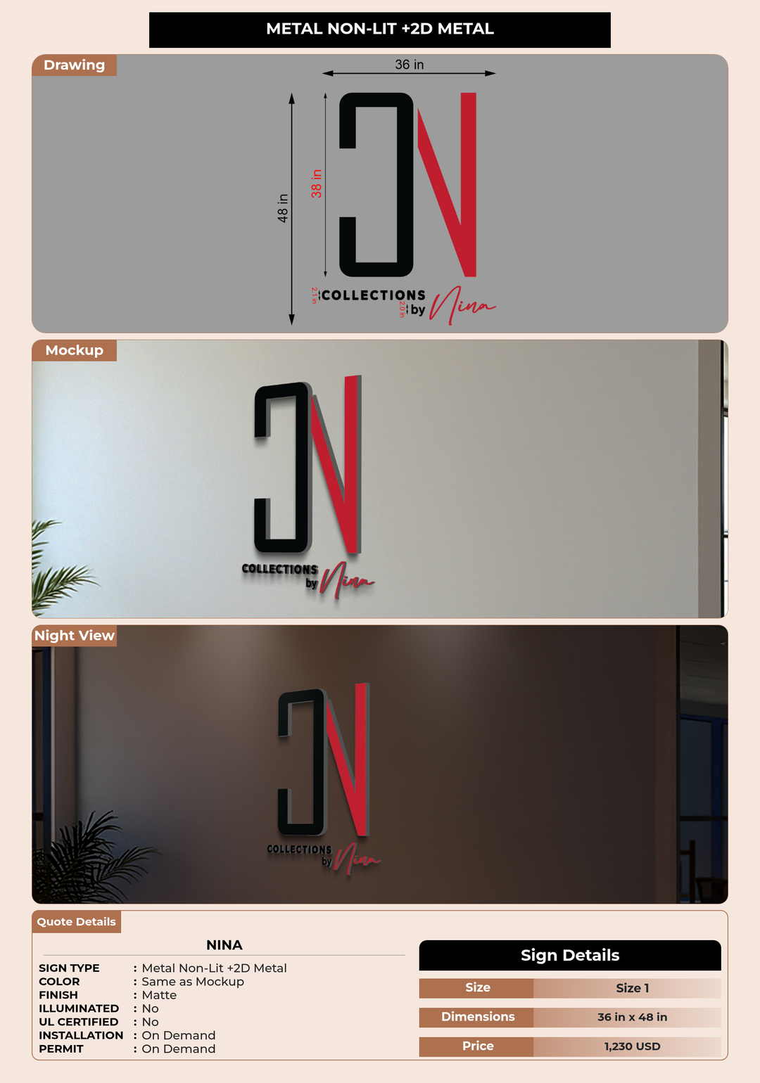 CUSTOM MOCKUP SIGN FOR Nina