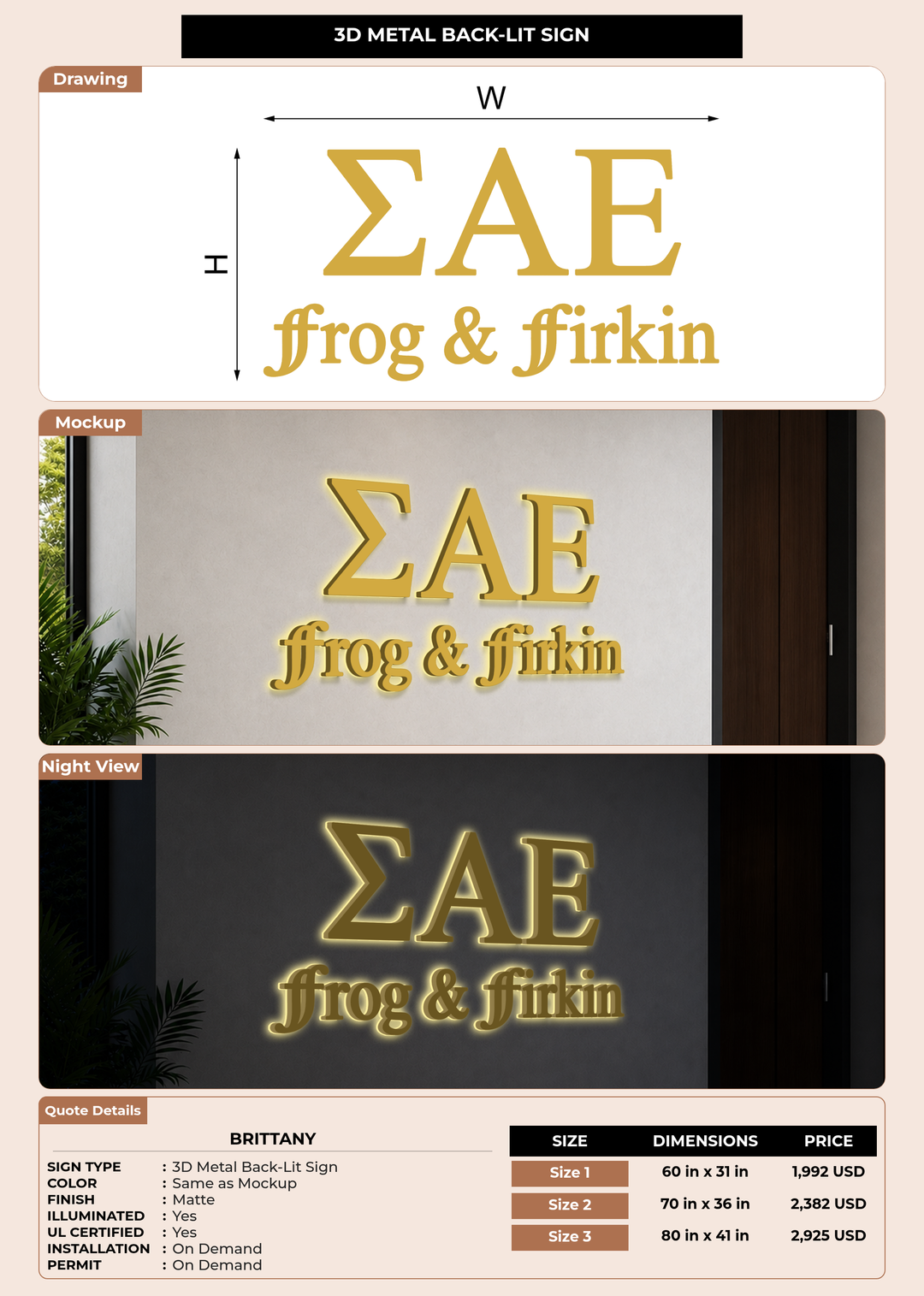 CUSTOM MOCKUP SIGN FOR Brittany