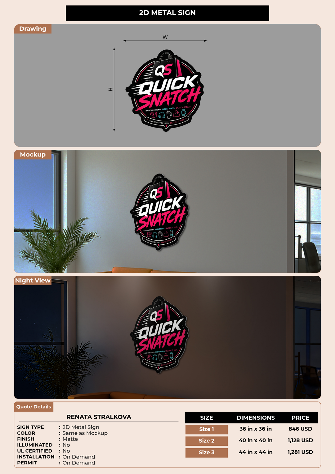 CUSTOM MOCKUP SIGN FOR Renata Stralkova