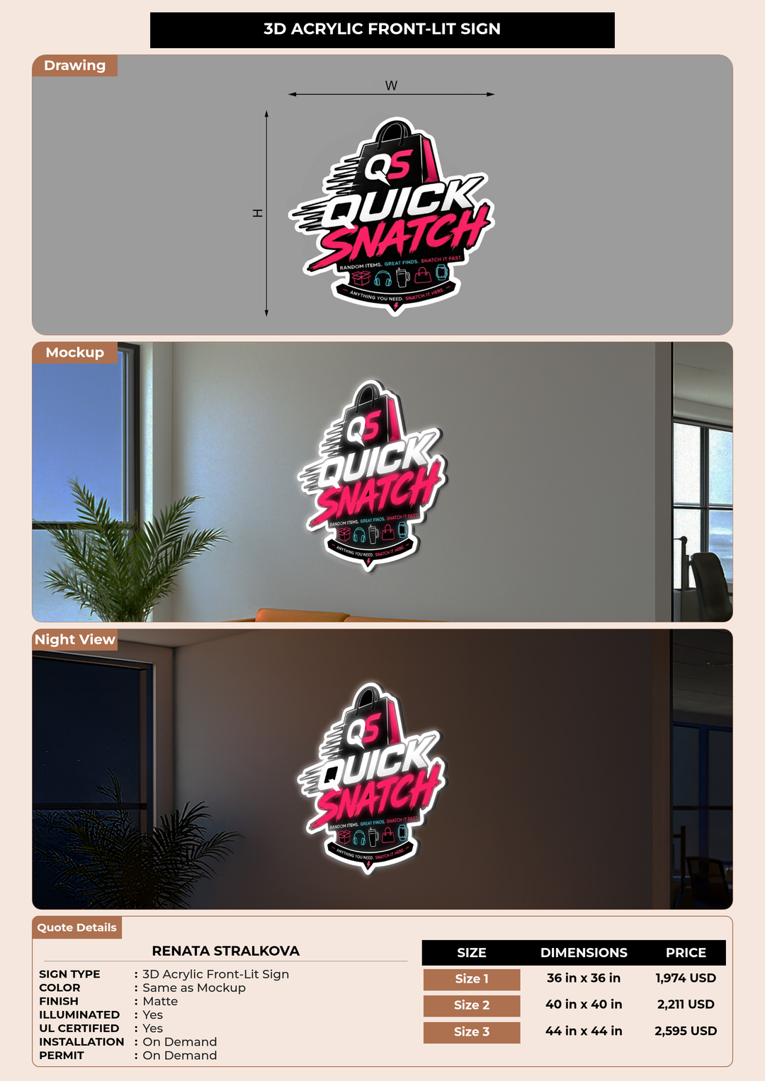 CUSTOM MOCKUP SIGN FOR Renata Stralkova