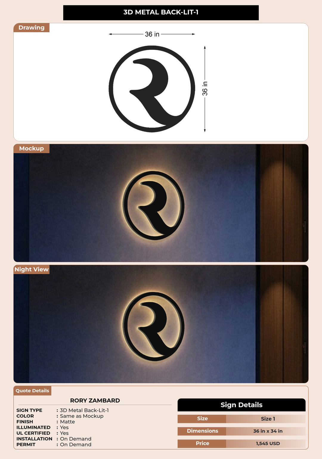 CUSTOM MOCKUP SIGN FOR Rory Zambard