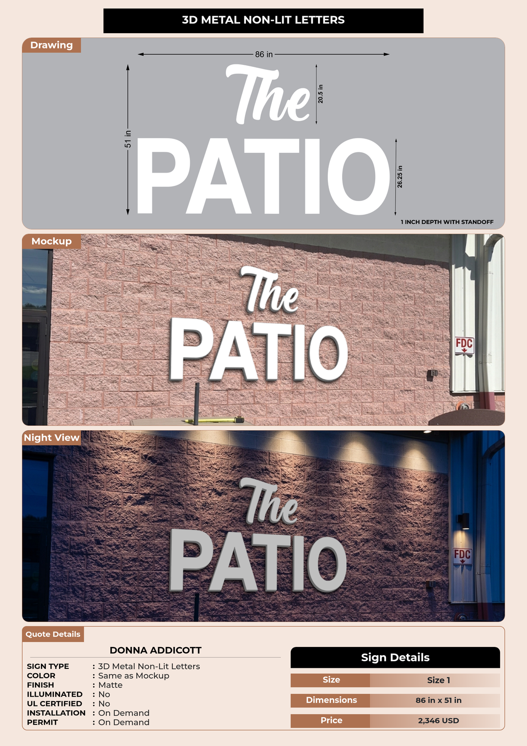 CUSTOM MOCKUP SIGN FOR Donna Addicott
