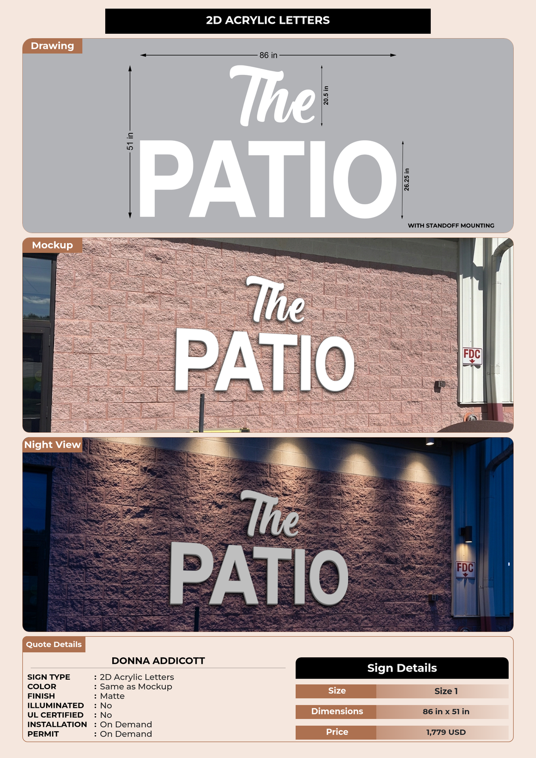 CUSTOM MOCKUP SIGN FOR Donna Addicott