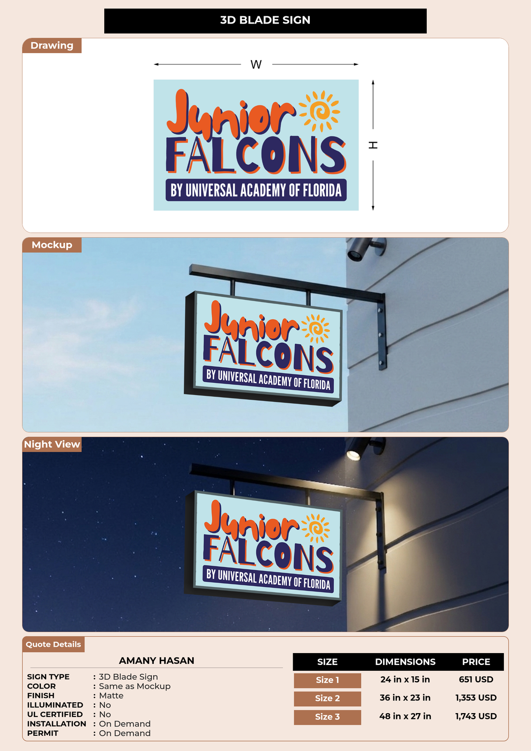 CUSTOM MOCKUP SIGN FOR Amany Hasan