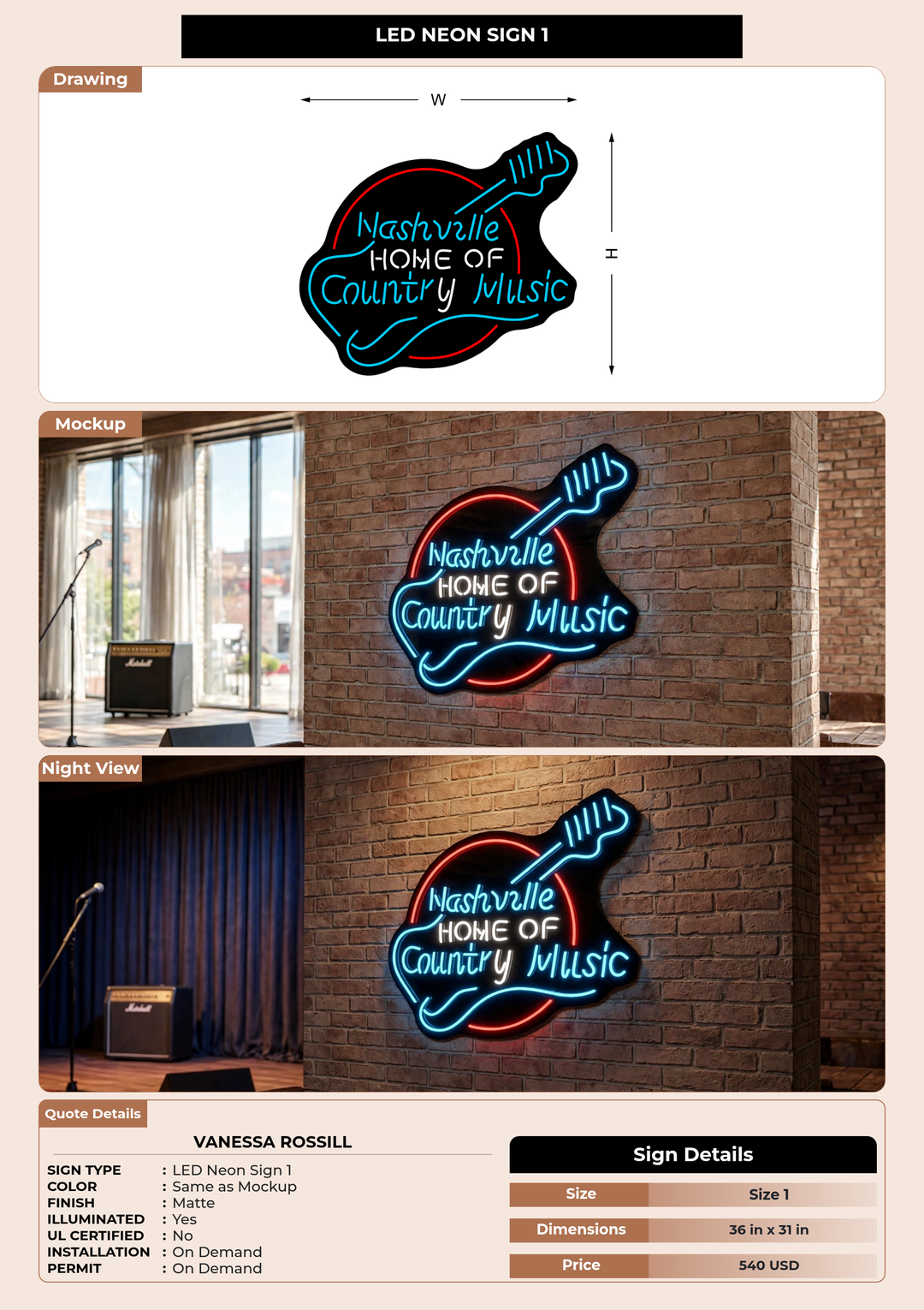 CUSTOM MOCKUP SIGN FOR Vanessa Rossill