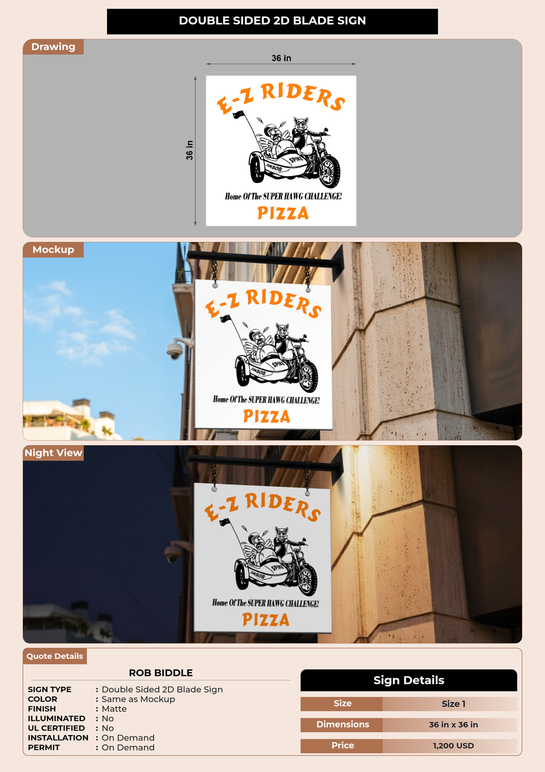 CUSTOM MOCKUP SIGN FOR Rob biddle