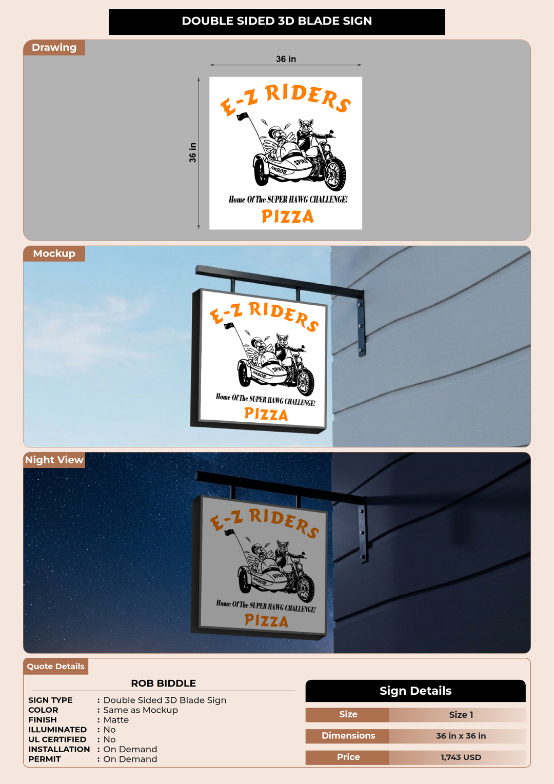CUSTOM MOCKUP SIGN FOR Rob biddle