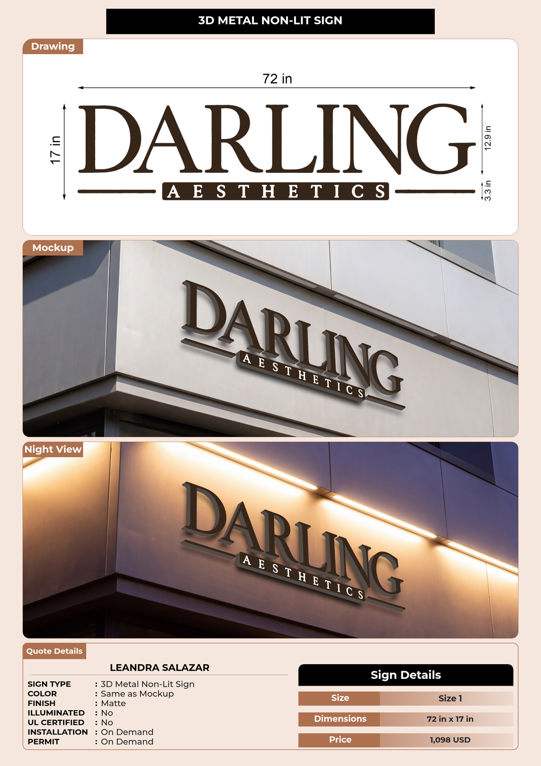 CUSTOM MOCKUP SIGN FOR Leandra Salazar