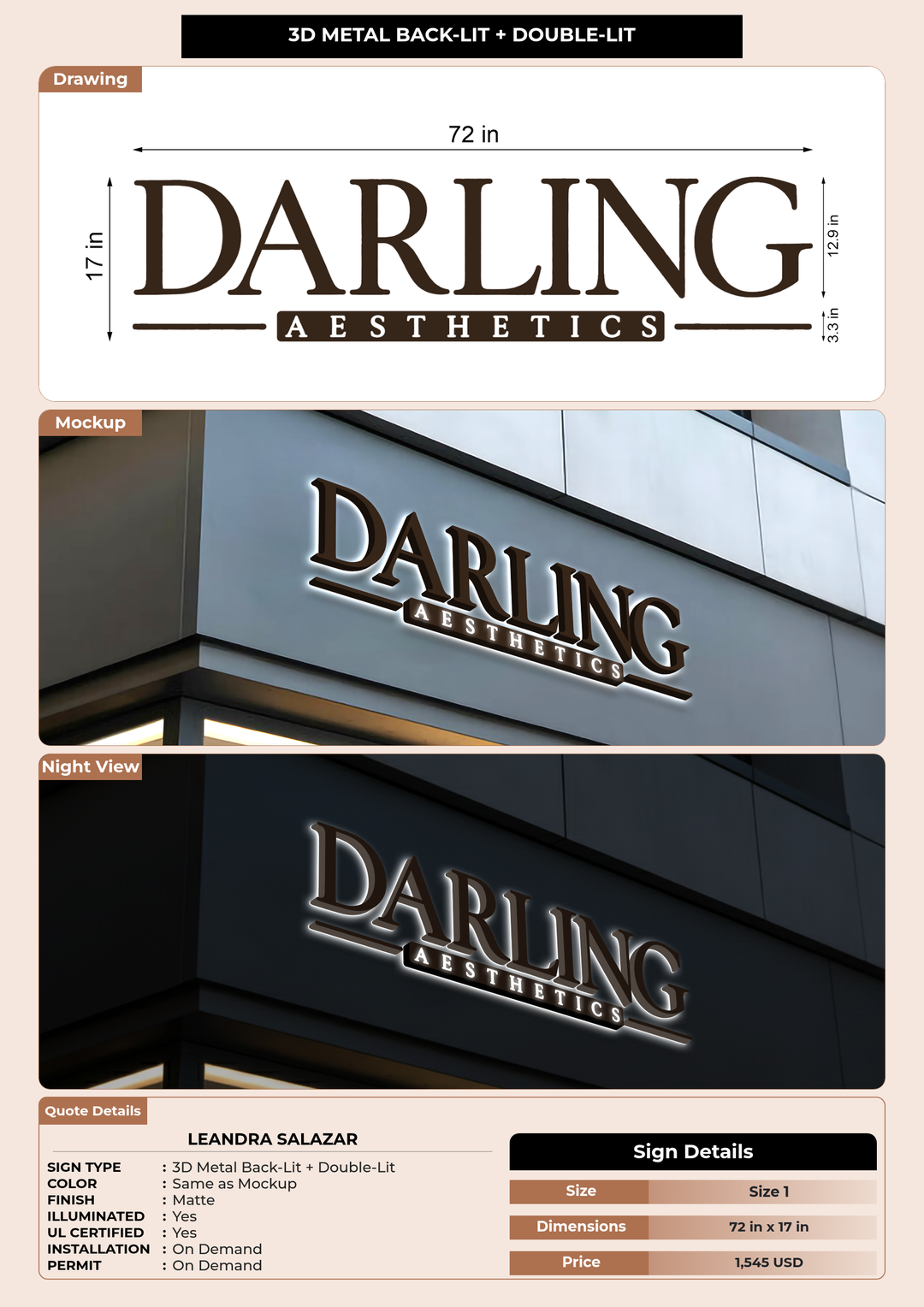 CUSTOM MOCKUP SIGN FOR Leandra Salazar