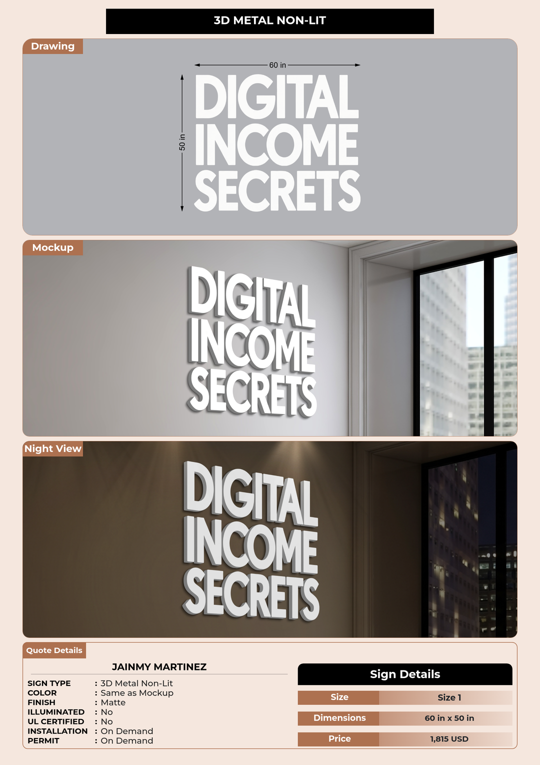 CUSTOM MOCKUP SIGN FOR Jainmy Martinez