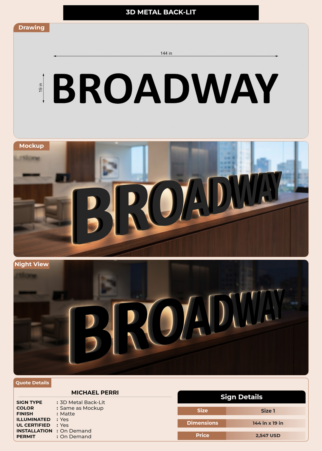 CUSTOM MOCKUP SIGN FOR Michael Perri