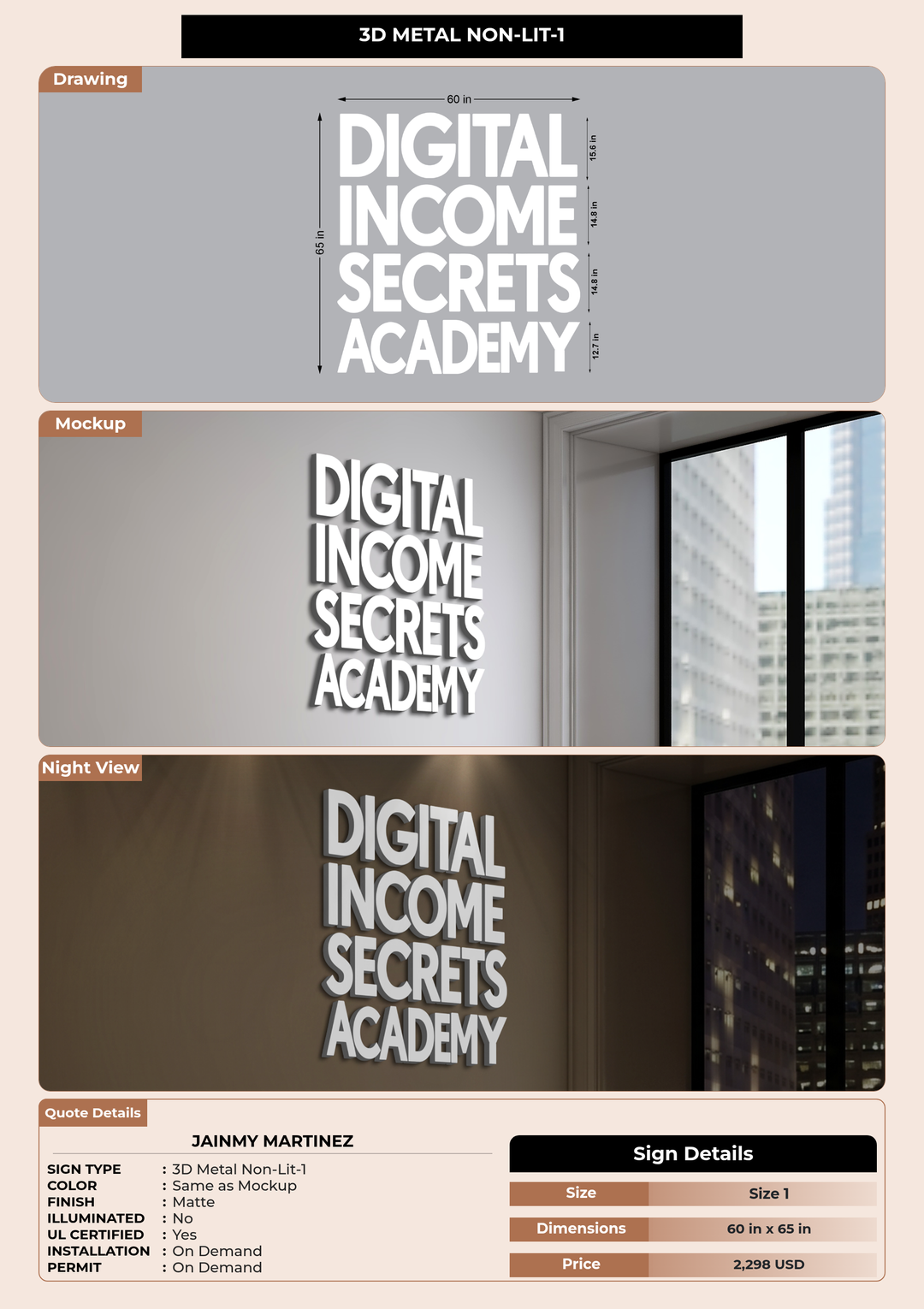 CUSTOM MOCKUP SIGN FOR Jainmy Martinez