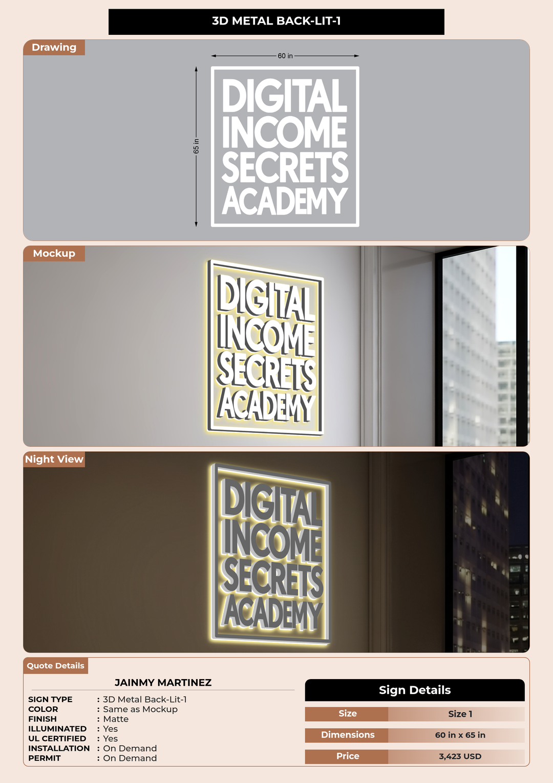 CUSTOM MOCKUP SIGN FOR Jainmy Martinez