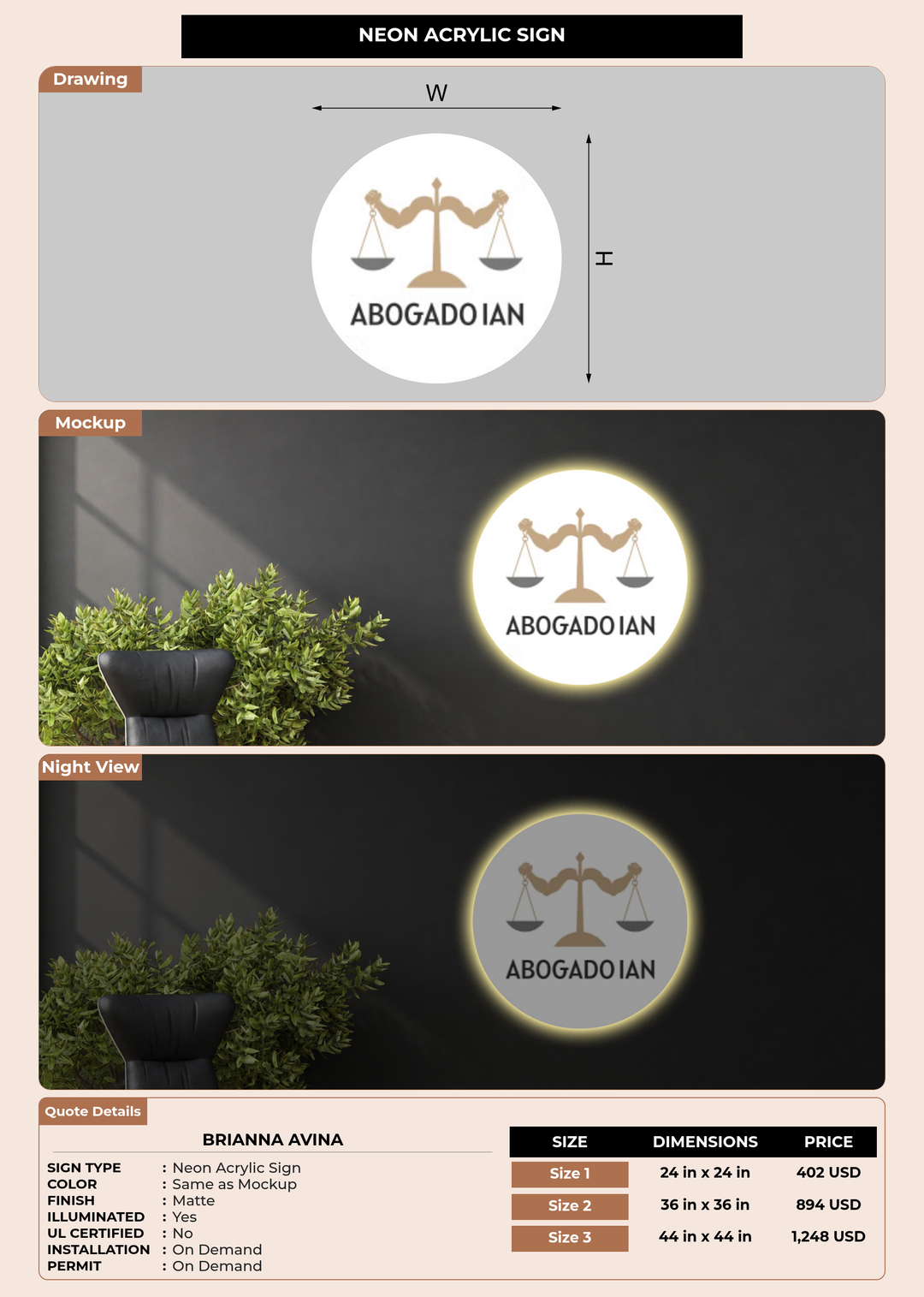 CUSTOM MOCKUP SIGN FOR Brianna Avina