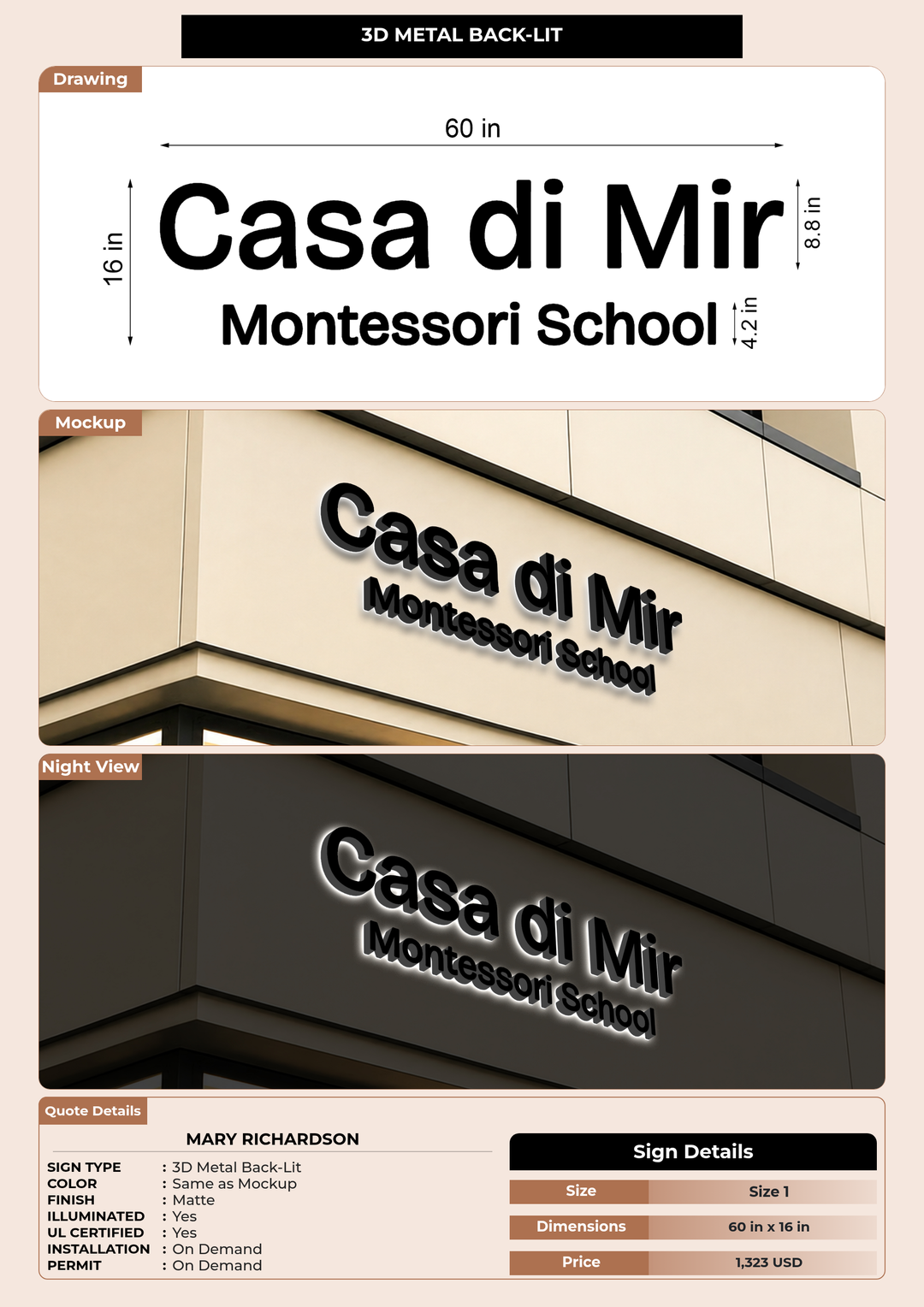 CUSTOM MOCKUP SIGN FOR Mary Richardson